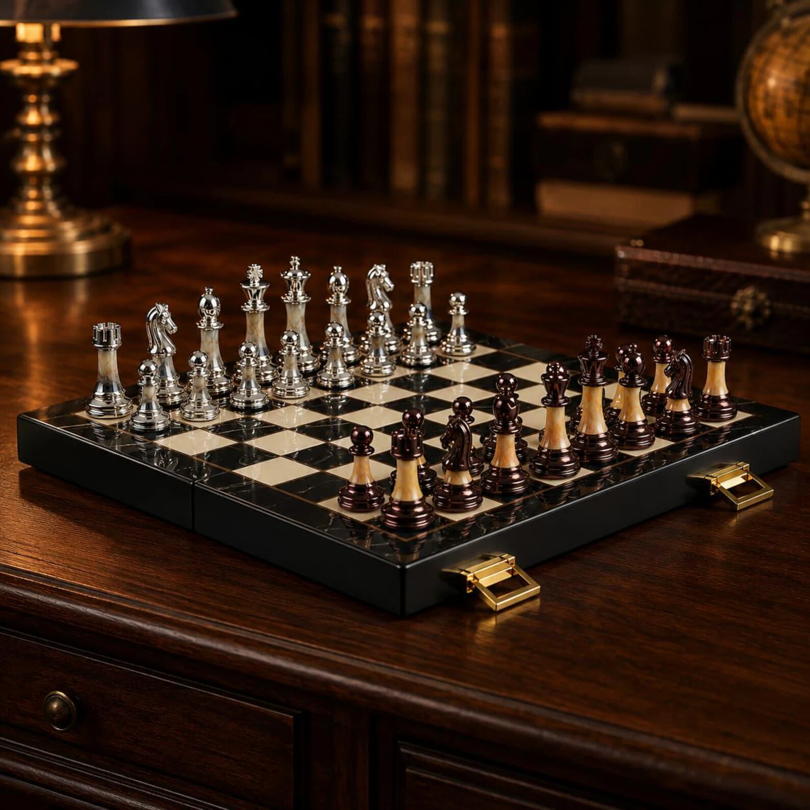 Metal Chess Set with Folding Board — Zhi Qian