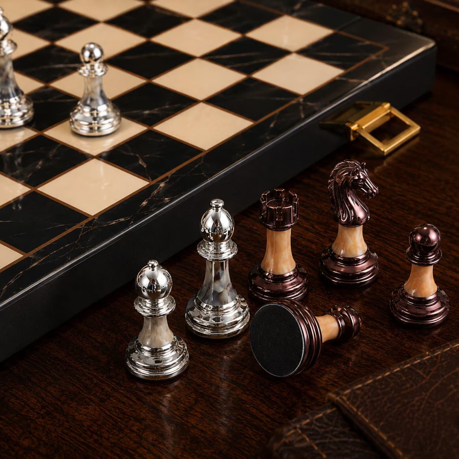 Metal Chess Set with Folding Board — Zhi Qian