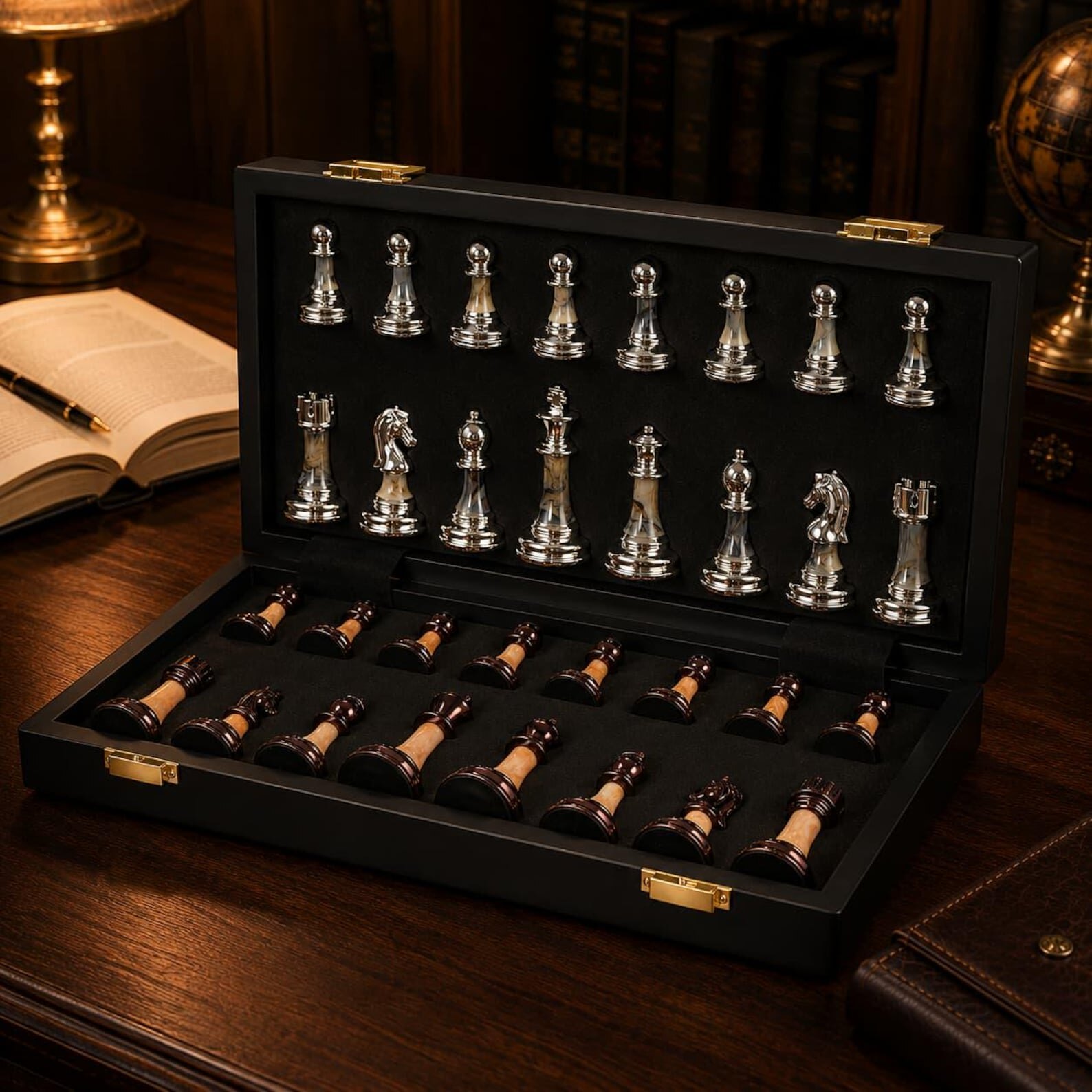 Metal Chess Set with Folding Board — Zhi Qian