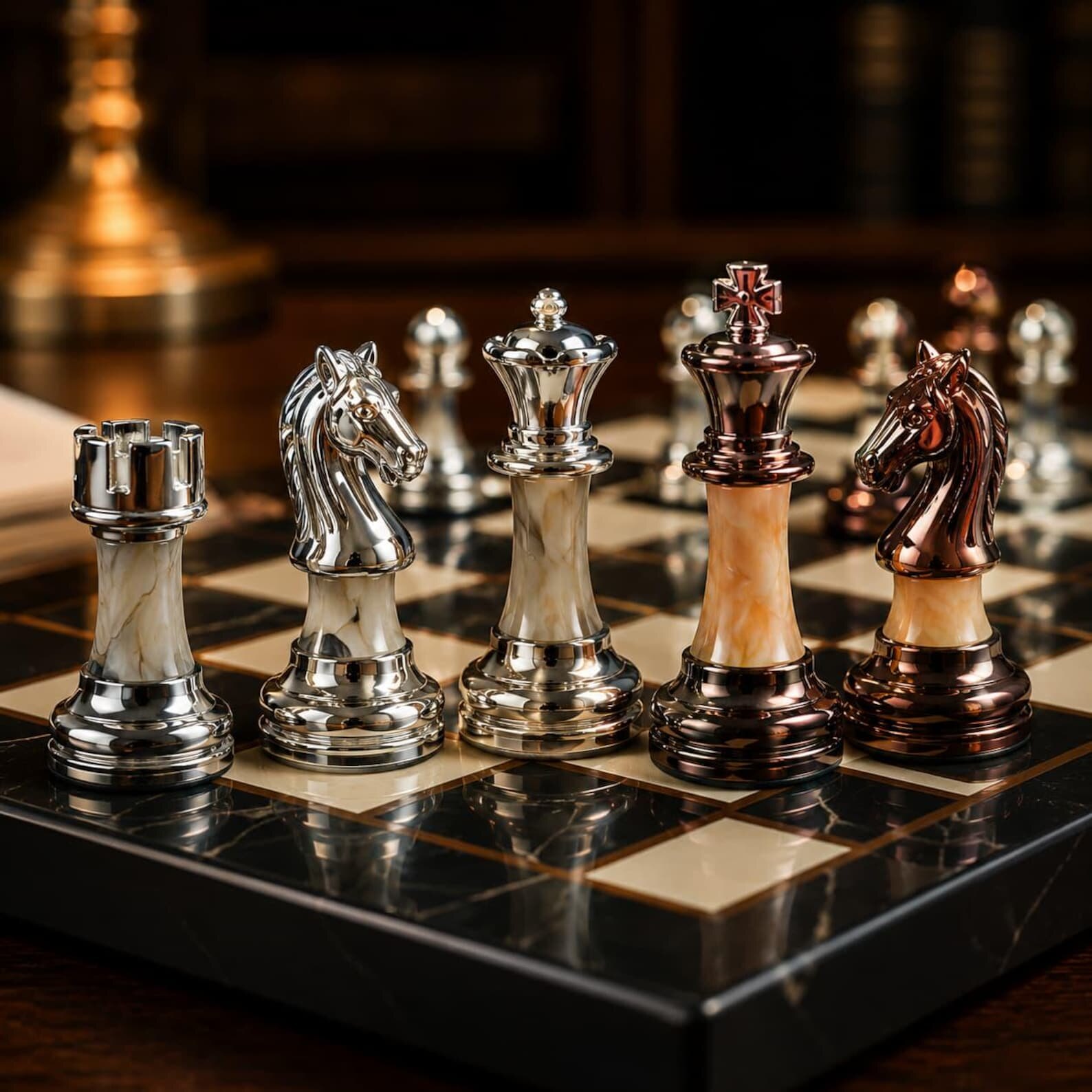 Metal Chess Set with Folding Board — Zhi Qian